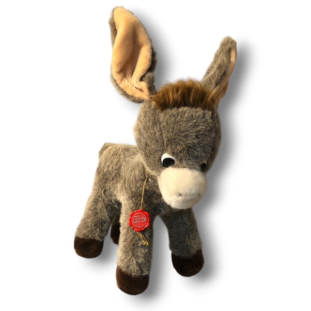 Vintage Hermann Donkey 1970s W Germany Red Tag Wired Ears Neck Chain Soft 18"